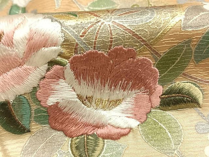 平和屋着物●訪問着　刺繍　枝花文　暈し染め　金銀彩　金糸　正絹　逸品　未使用　AABG4709fy