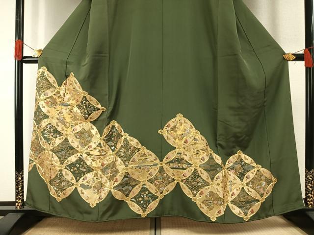 平和屋着物●豪華色留袖　駒刺繍　七宝文　金銀糸　銀座越後屋扱い　たとう紙付き　正絹　逸品　AABG4713fy
