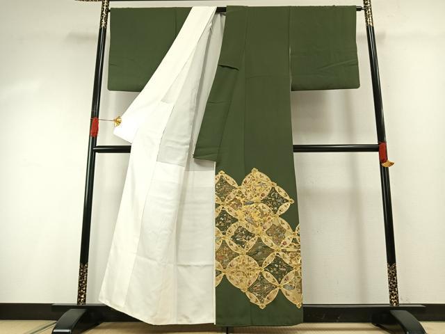 平和屋着物●豪華色留袖　駒刺繍　七宝文　金銀糸　銀座越後屋扱い　たとう紙付き　正絹　逸品　AABG4713fy