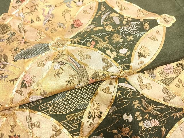 平和屋着物●豪華色留袖　駒刺繍　七宝文　金銀糸　銀座越後屋扱い　たとう紙付き　正絹　逸品　AABG4713fy