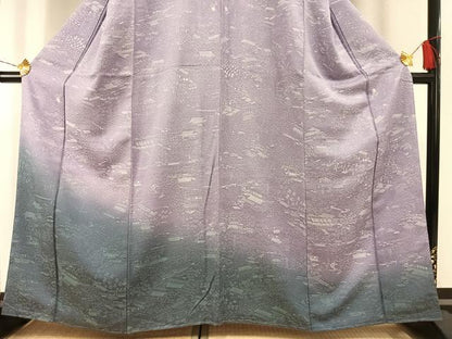 平和屋着物●お召　訪問着　風景文　暈し染め　正絹　逸品　未使用　AABG4714fy