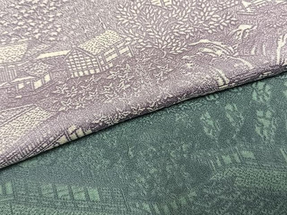 平和屋着物●お召　訪問着　風景文　暈し染め　正絹　逸品　未使用　AABG4714fy