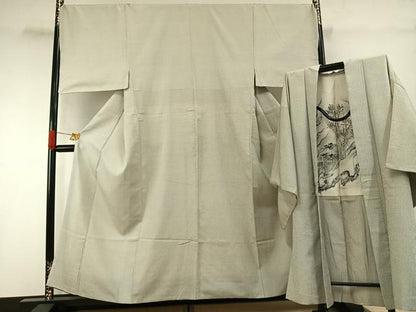 平和屋着物●男性　本塩沢　アンサンブル　110亀甲　総詰め　正絹　逸品　AABG4717fy