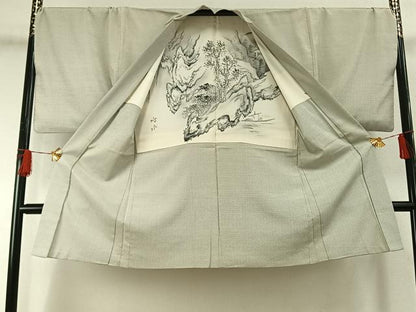平和屋着物●男性　本塩沢　アンサンブル　110亀甲　総詰め　正絹　逸品　AABG4717fy