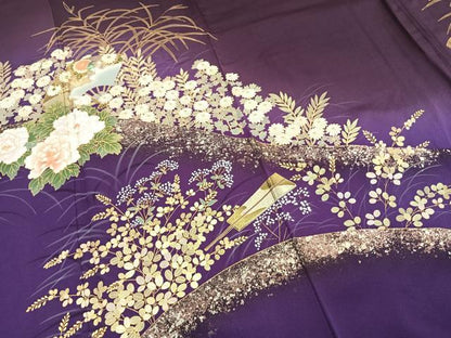 平和屋着物●螺鈿作家　藤本隆士　訪問着　扇面花文　暈し染め　金銀彩　さが美扱い　正絹　逸品　AABG4727fy