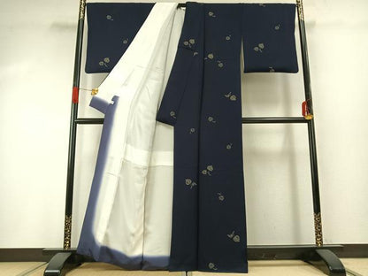 平和屋着物●印傳　小紋　舞葉文　正絹　逸品　AABG4729fy
