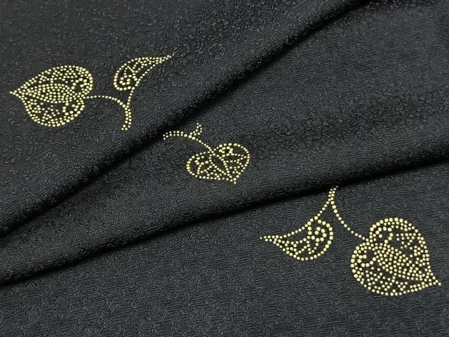 平和屋着物●印傳　小紋　舞葉文　正絹　逸品　AABG4729fy