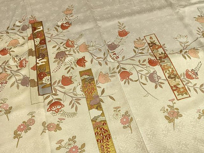 平和屋着物●訪問着　友禅　色紙枝花文　暈し染め　金彩　正絹　逸品　AABG4733fy