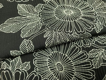 平和屋着物●上質な小紋　絞り　草花文　黒地　正絹　逸品　AABG4734fy