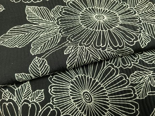 平和屋着物●上質な小紋　絞り　草花文　黒地　正絹　逸品　AABG4734fy