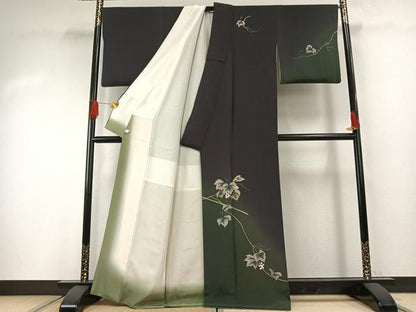 平和屋着物●訪問着　手描き　蔦の葉文　鈴乃屋扱い　正絹　逸品　AABG4736fy