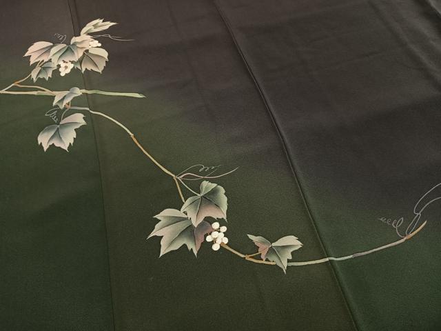 平和屋着物●訪問着　手描き　蔦の葉文　鈴乃屋扱い　正絹　逸品　AABG4736fy