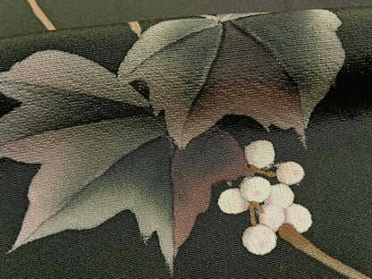 平和屋着物●訪問着　手描き　蔦の葉文　鈴乃屋扱い　正絹　逸品　AABG4736fy