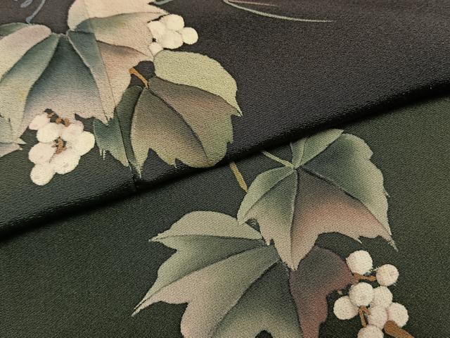平和屋着物●訪問着　手描き　蔦の葉文　鈴乃屋扱い　正絹　逸品　AABG4736fy