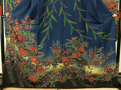 平和屋着物●豪華振袖　紅型　風景花文　暈し染め　正絹　逸品　AABG4740fy