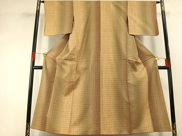 平和屋着物●伝統工芸士　七代目　吉澤与市　紬　変わり縞　正絹　逸品　AABG4741fy