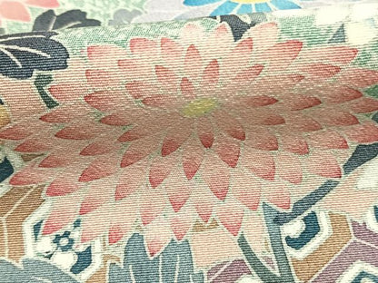 平和屋着物●訪問着　友禅　作家物　草花文　正絹　逸品　AABG4742fy
