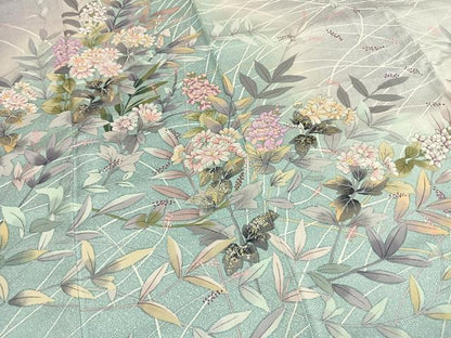 平和屋着物●訪問着　友禅　作家物　手描き　草花文　暈し染め　金銀彩　正絹　逸品　AABG4744fy