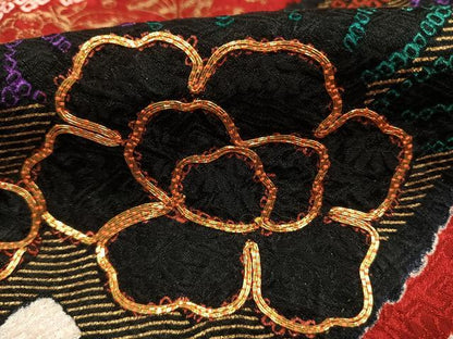 平和屋着物●豪華振袖　駒刺繍　絞り　草花文　金彩　正絹　逸品　AABG4745fy