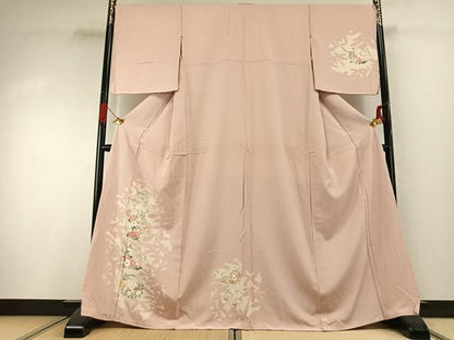 平和屋着物●訪問着　友禅　草花文　正絹　逸品　AABG4747fy