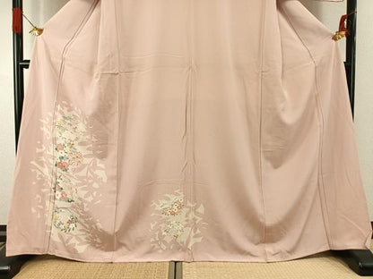 平和屋着物●訪問着　友禅　草花文　正絹　逸品　AABG4747fy