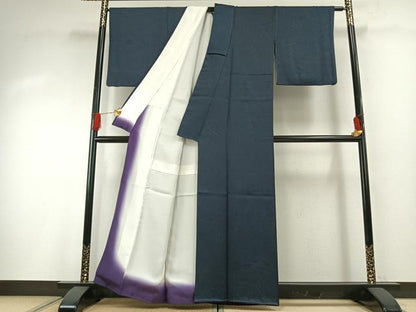 平和屋着物●上質な小紋　墨流し文様　正絹　逸品　未使用　AABG4748fy