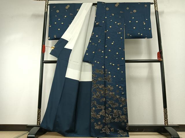 平和屋着物●訪問着　舞桜文　金糸　金彩　正絹　逸品　AABG4751fy