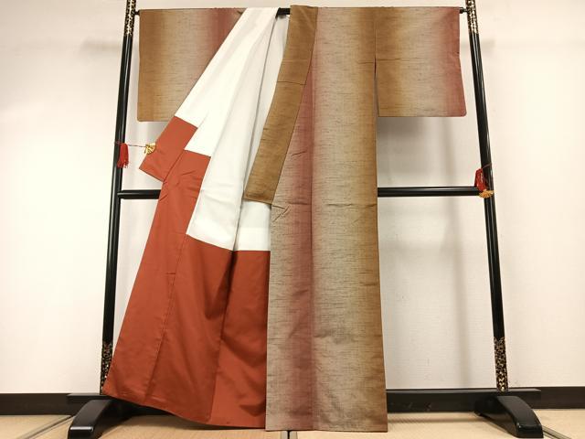 平和屋着物●上質な紬　間道　正絹　逸品　AABG4757fy