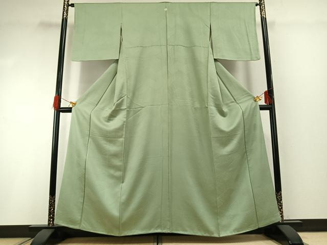 平和屋着物●上質な色無地　立波地紋　裏葉柳色　正絹　逸品　AABG4759fy