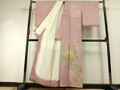 平和屋着物●金彩友禅　卓越技能者・名工・和田光正　訪問着　風景花文　暈し染め　金銀彩　正絹　逸品　AABG4764fy