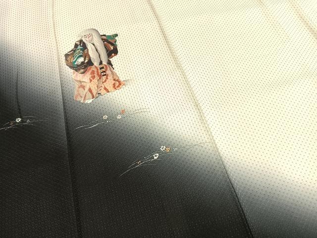 平和屋着物●訪問着　お召地　手描き　歌舞伎役者　暈し染め　金銀彩　正絹　逸品　AABG4766fy