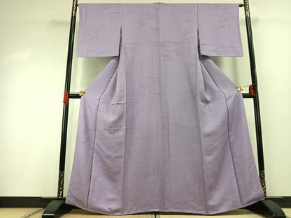 平和屋着物●上質な色無地　流水地紋　薄葡萄色　正絹　逸品　未使用　AABG4771fy