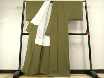 平和屋着物●上質な色無地　根岸色　正絹　逸品　未使用　AABG4773fy