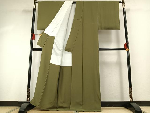 平和屋着物●上質な色無地　根岸色　正絹　逸品　未使用　AABG4773fy