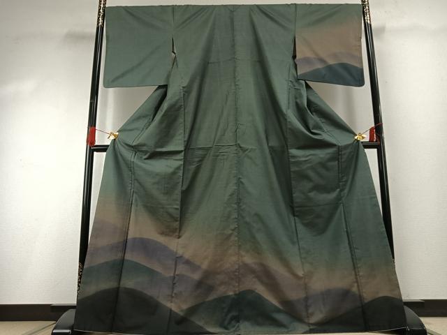 平和屋着物●本場大島紬　染大島　訪問着　風景文　正絹　逸品　AABG4774fy