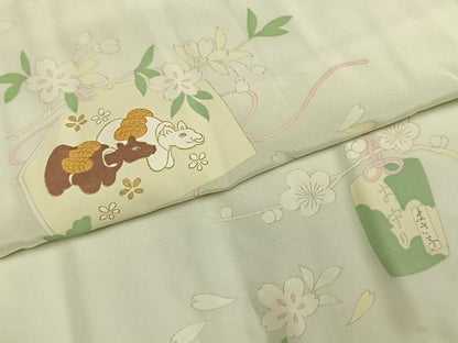 平和屋着物●長襦袢　単衣　絵馬　お守り　金彩　高島屋扱い　正絹　逸品　AABG4775fy