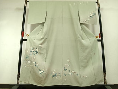 平和屋着物●訪問着　友禅　作家物　枝花文　暈し染め　正絹　逸品　AABG4777fy