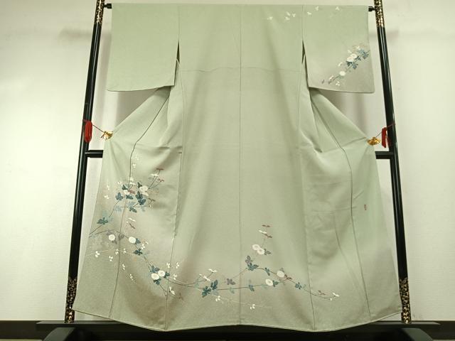 平和屋着物●訪問着　友禅　作家物　枝花文　暈し染め　正絹　逸品　AABG4777fy