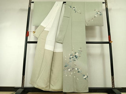 平和屋着物●訪問着　友禅　作家物　枝花文　暈し染め　正絹　逸品　AABG4777fy