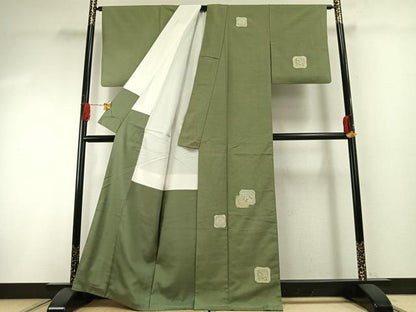 平和屋着物●訪問着　中国三大刺繍　相良刺繍　総刺繍　紬地　色紙重ね花文　正絹　逸品　AABG4778fy