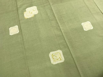 平和屋着物●訪問着　中国三大刺繍　相良刺繍　総刺繍　紬地　色紙重ね花文　正絹　逸品　AABG4778fy
