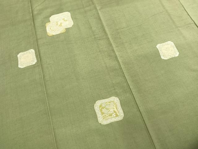 平和屋着物●訪問着　中国三大刺繍　相良刺繍　総刺繍　紬地　色紙重ね花文　正絹　逸品　AABG4778fy