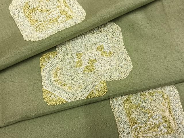 平和屋着物●訪問着　中国三大刺繍　相良刺繍　総刺繍　紬地　色紙重ね花文　正絹　逸品　AABG4778fy