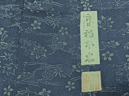 平和屋着物●二代目 楠本忠　訪問着　本藍　型染め　草花文　正絹　逸品　AABG4780fy