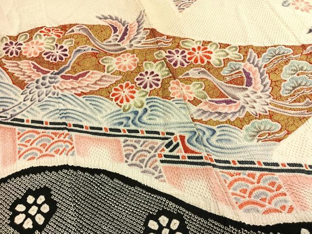 平和屋着物●豪華振袖　総絞り　花鳥文　金彩　正絹　逸品　AABG4781fy