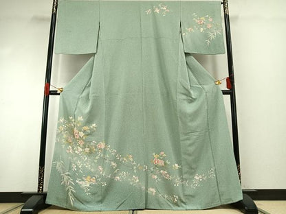 平和屋着物●訪問着　友禅　花鳥文　暈し染め　正絹　逸品　AABG4785fy