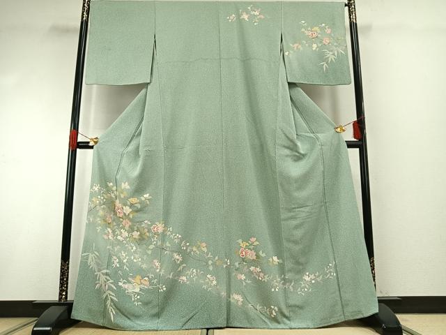 平和屋着物●訪問着　友禅　花鳥文　暈し染め　正絹　逸品　AABG4785fy