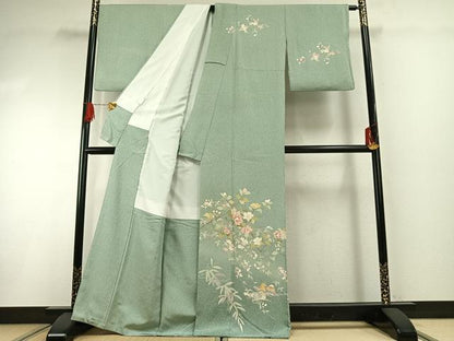 平和屋着物●訪問着　友禅　花鳥文　暈し染め　正絹　逸品　AABG4785fy