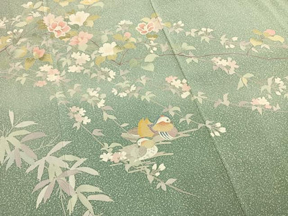 平和屋着物●訪問着　友禅　花鳥文　暈し染め　正絹　逸品　AABG4785fy