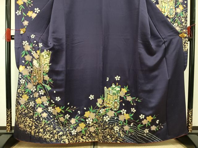 平和屋着物●豪華振袖　御所車花文　金銀彩　正絹　逸品　AABG4788fy